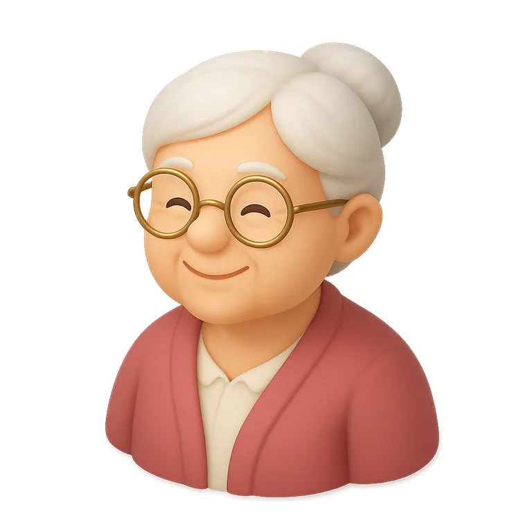 Thiings-Illustration einer lächelnden älteren Frau.
