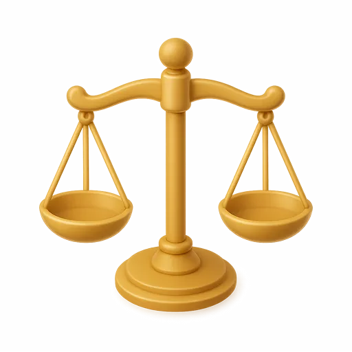 Thiings-Illustration einer ausbalancierten Waage als Symbol für Gleichwertigkeit.