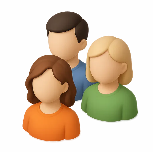 Thiings-Illustration einer Gruppe von Menschen als Symbol für Gemeinschaft.
