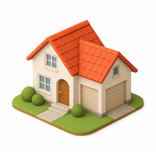 Thiings-Illustration eines Hauses als Symbol für Selbstbestimmung im eigenen Zuhause.